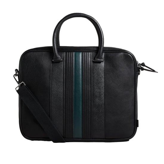 Ted Baker Nevver Mens Black Striped Document Bag