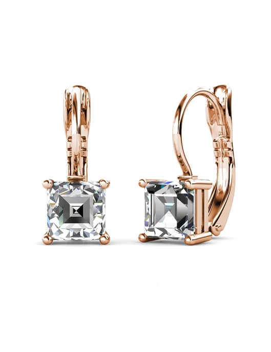 Quadratische Ohrringe - Rose Gold und Kristall - Image 1