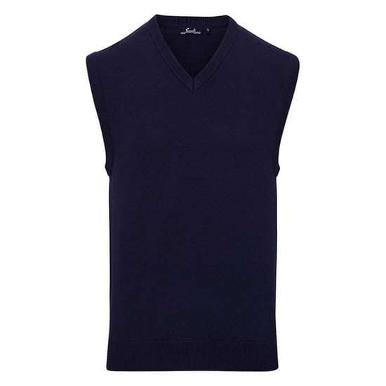 Premier Mens Knitted Sleeveless Sweater Vest (Navy)