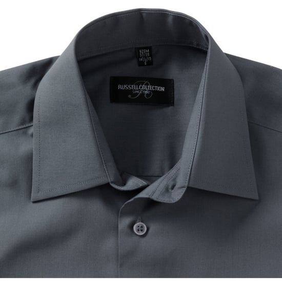 Russell Collection Herren Kurzarmhemd aus pflegeleichter Poly-Cotton-Popeline (Convoy Grau) - Image 3