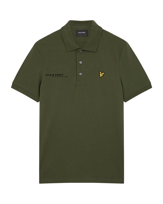 Lyle & Scott men's polo shirt with Co-Ordinates print in olive green