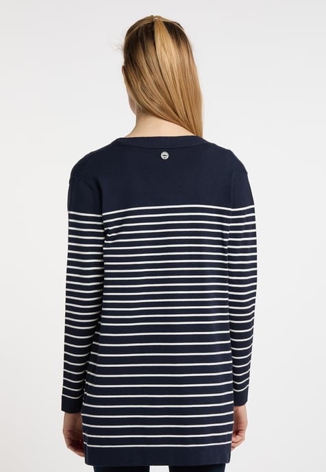 Dreimaster Cardigan Damen Marine Wollweiss - Image 3