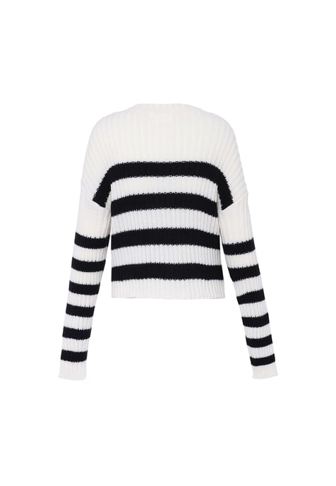 Mymo Strickpullover Damen wollweiß schwarz - Image 2