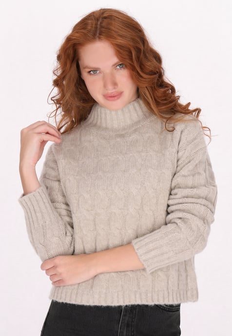 Dreimaster Pullover Damen Hellbraun Melange - Image 3