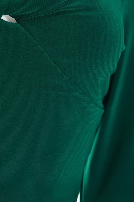 Bottle Green Bardot Cut Out Crop Top