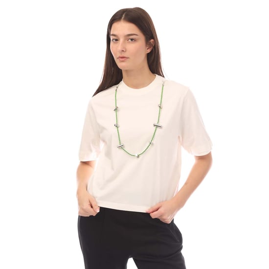 Einfarbiges STOPPERS Rundhals-T-Shirt mit abnehmbarer Kette in Weiß - Image 1