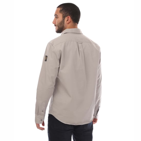 Men's Belstaff Garment Dye Cotton Scale Shirt in Grey