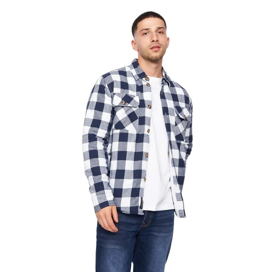 Crosshatch - "Demaro" Hemdjacke Gepolstert für Herren (Marineblau/Weiß) - Image 1