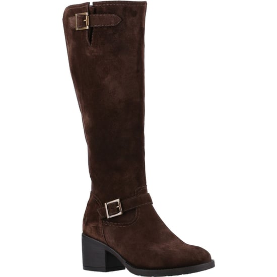 Hush Puppies Heidi Leder Damen Braun Wildleder Stiefel - Image 1