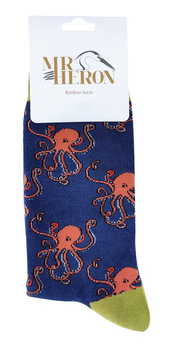 Mr. Heron - Homme Chaussettes Animaux | Chaussettes Fantaisie Bambou Colorees - Octopus (Marine) - Image 2