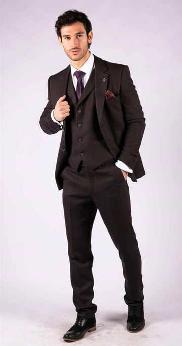 Herren Lila Pflaume 3-teiliger Tweed Fischgrätanzug Peaky Blinders Klassisch Maßgeschneidert - Image 6