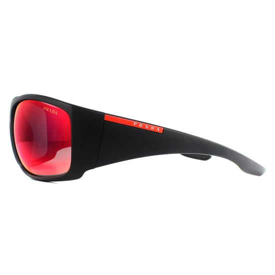 Prada Sport Wrap Mens Black Dark Drey Blue Red Mirror Sonnenbrillen - Image 3