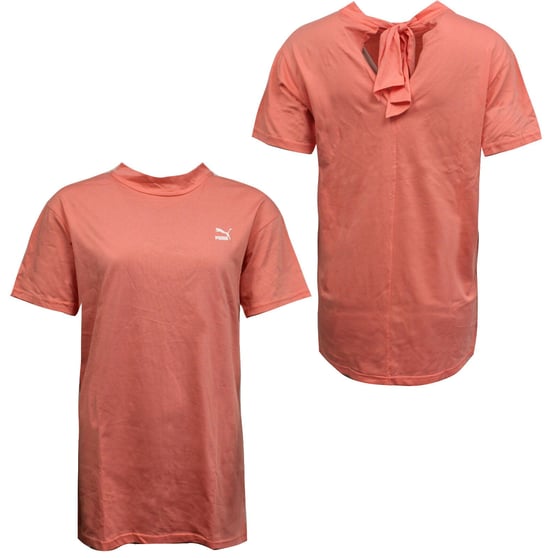 Puma Bow Elongated Damen-T-Shirt in Rosa - Image 1