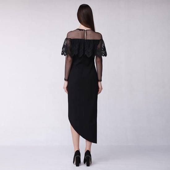 Tailliertes Cocktailkleid aus Jersey, Tüll und Spitze mit Umschlag - Image 2