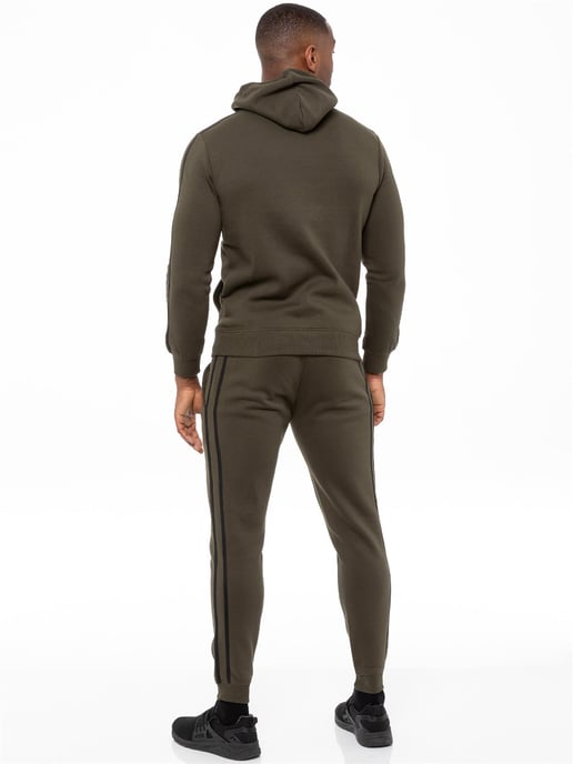Enzo | Herren Pullover Tape Hoodie Trainingsanzug Set - Khaki - Image 2