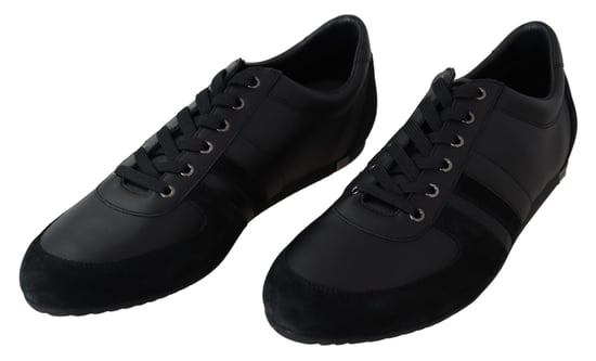Dolce & Gabbana - Chaussures de sport en cuir noir avec logo pour hommes - Image 4