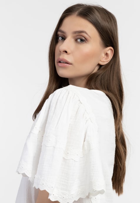 Dreimaster Blusenshirt mit Spitze Damen weiss - Image 5