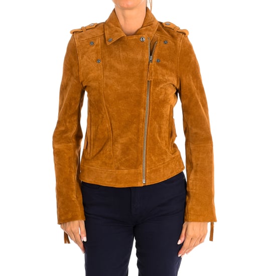 Women's short long sleeve leather jacket 9066