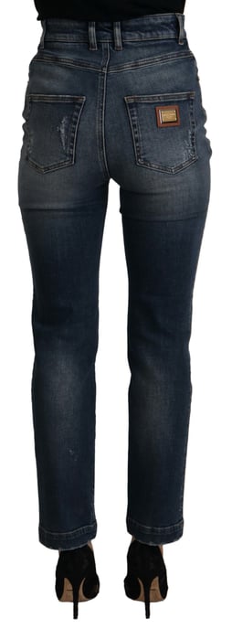 Dolce & Gabbana Blue Denim Crystal Embellished Pants Women's Jeans