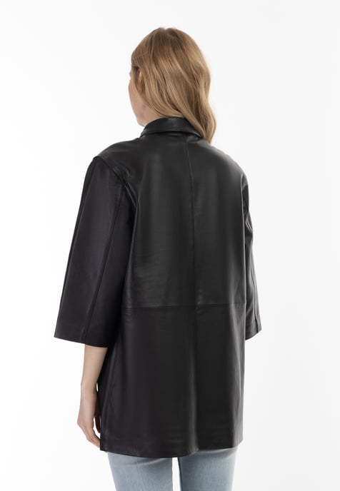 Dreimaster Lederhemd Damen schwarz - Image 4