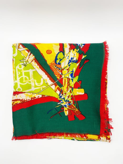 Green Multi Print Scarf