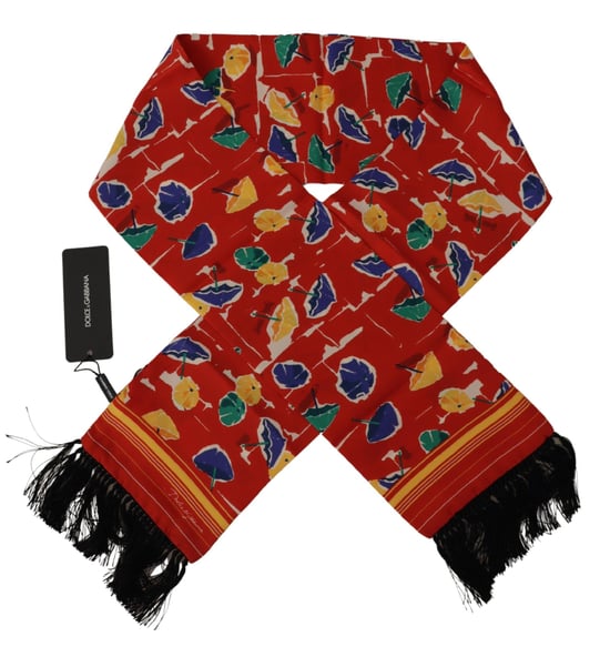 Dolce & Gabbana Multicolor DG Umbrellas Print Shawl Fringe Men's Scarf