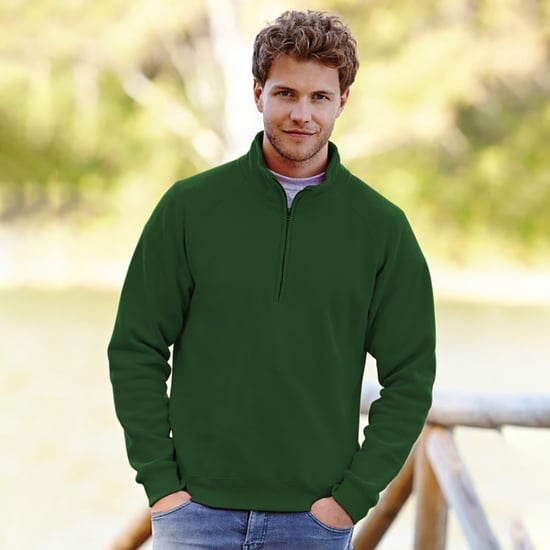 Fruit Of The Loom Herren Premium 70/30 Zip Neck Sweatshirt (Flasche grün) - Image 2