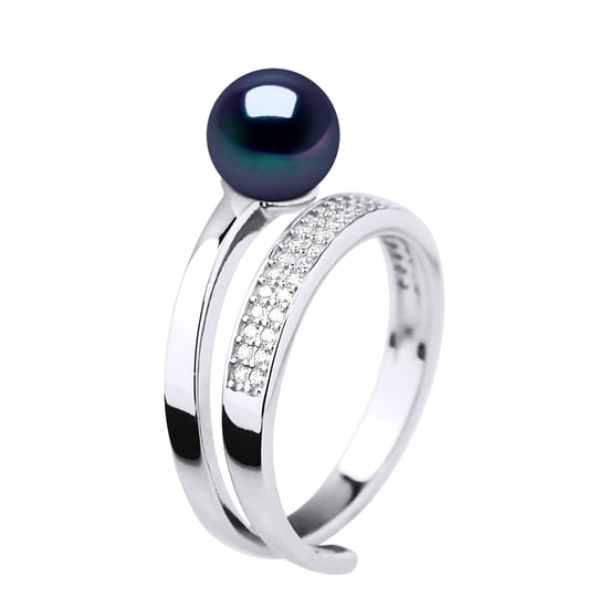Ring Rush Adjustable Round Freshwater Pearl Jewelry 7-8mm Black 925