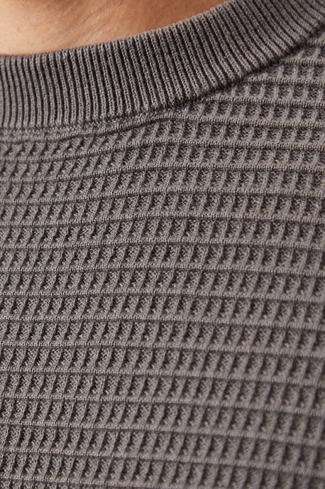 Waffle Crew Neck Knitted Jumper