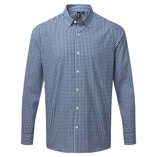 Premier Mens Maxton Check Langarmhemd (Marine/Weiß) - Image 1