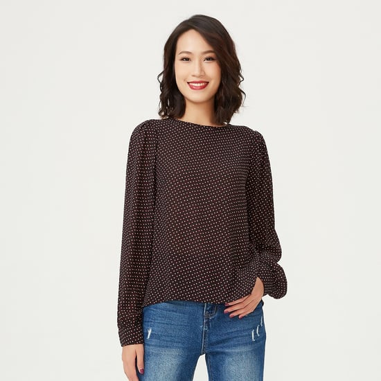 Bluse mit Rundhalsausschnitt und quadratischen Minidrucken - Image 1