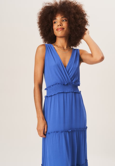 Geraffte Taille Wrap Tiered Midi Dress - Image 3