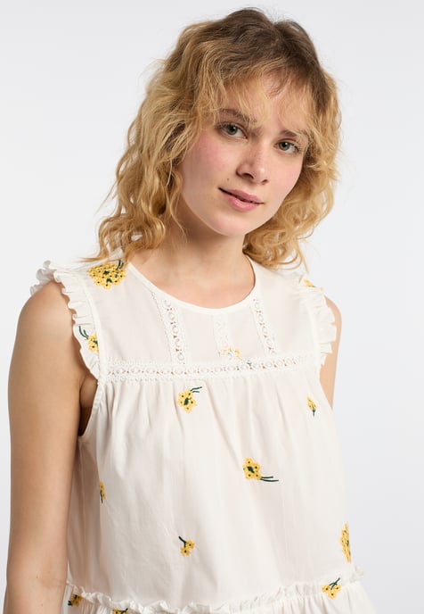 Dreimaster Spitze Damen Wollweiss Gelb - Image 5