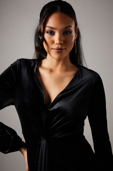 Coast Womens A-Line Dress Black Polyester Long Sleeve Midi Satin - Image 4