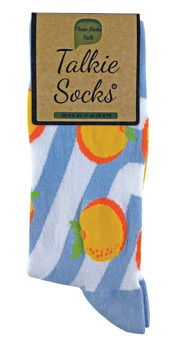 TALKIE-SOCKEN Damen-Socken aus Baumwolle mit schrulligem, flippigem Design und Fruchtmuster - Image 2