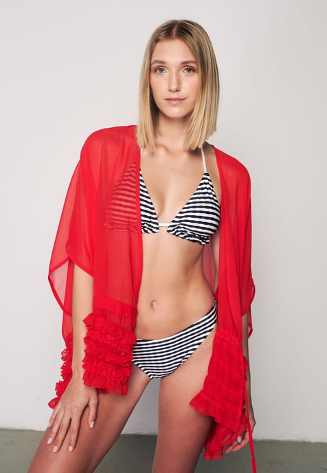 Herita Kimono mit Rüschen - Rot - Image 1