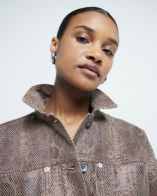 River Island Womens Cropped Jacket Brown Snake Print - Image 3