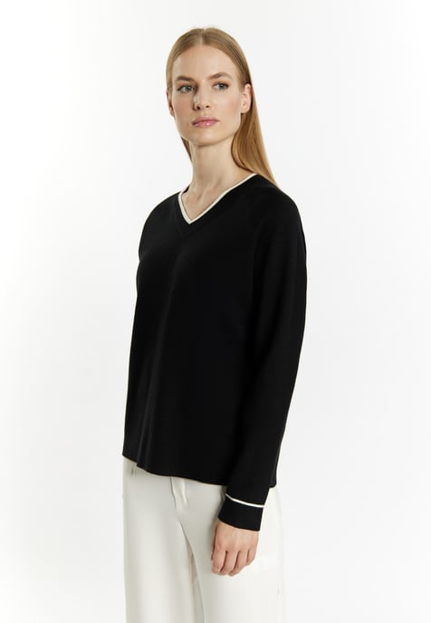 Dreimaster Strickpullover Damen Schwarz Wollweiss - Image 3