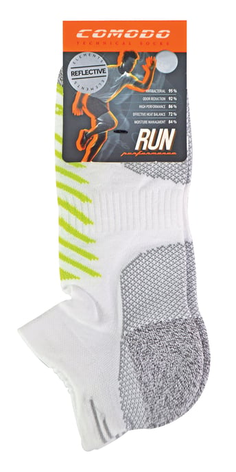 Comodo - Hi Viz Running Socken | Leichte Anti-Blasen-Sport-Socken - Weiß-Limette - Image 2