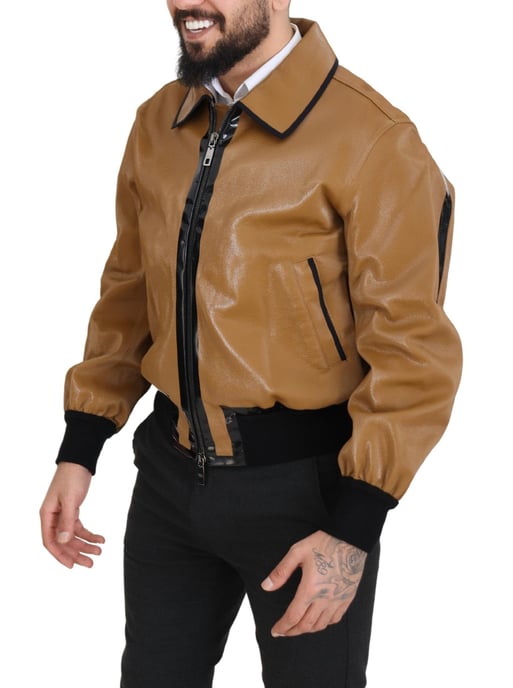 Dolce & Gabbana Dunkelcamel Baumwolle Vollzip Blouson Herrenjacke - Image 6