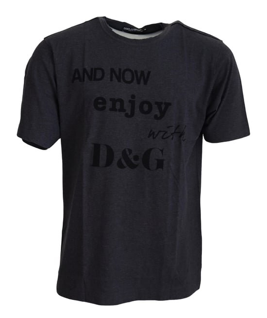 Dolce & Gabbana Graue Rundhals-Baumwolle Kurzarm Herren T-Shirt - Image 1
