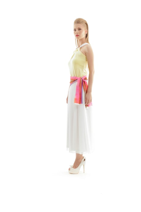 Yellow Sleeveless Top with Contrast Neck Band