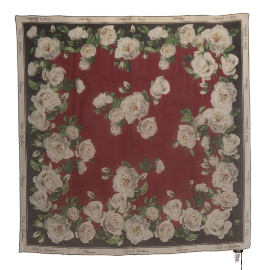 Dolce & Gabbana Damen Schal aus Cashmere mit mehrfarbigem Rosenmuster - Image 3