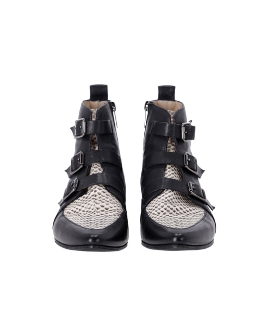 Jimmy Choo Marlin Schlangenprint-Ankle Boots aus schwarzem Leder - Image 3