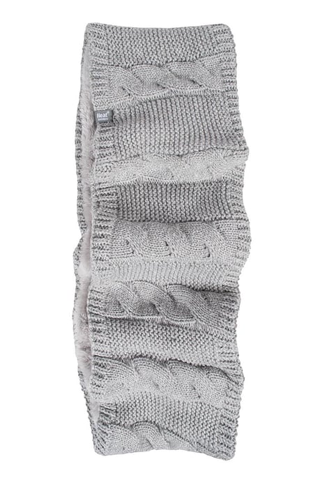Heat Holders Damen-Winterschal mit weichem Fleece-Futter und Zopfmuster, Thermo-Schlauchschal, Hellgrau - Image 1