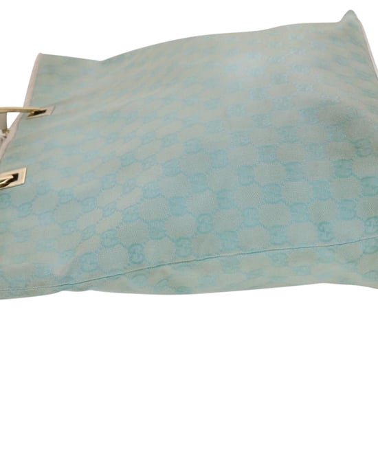 GUCCI GG Canvas Tote Bag Hellblau Weiß Auth 50181 - Image 2