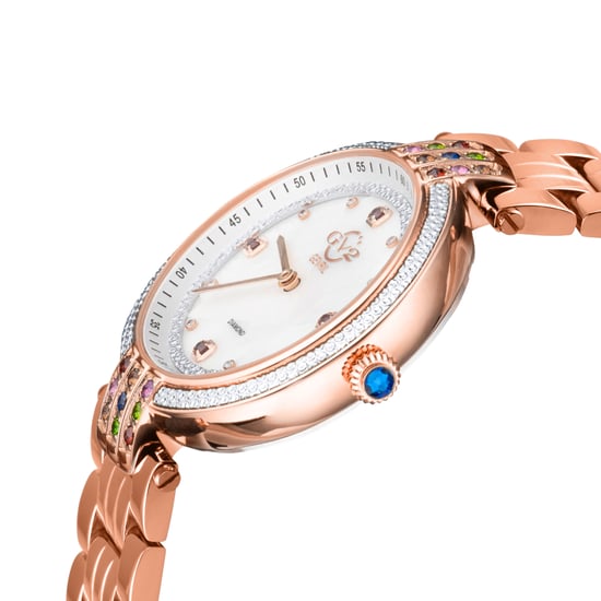 GV2 Women's Matera 12805B Swiss Quartz Diamond White MOP  Dial Watch
