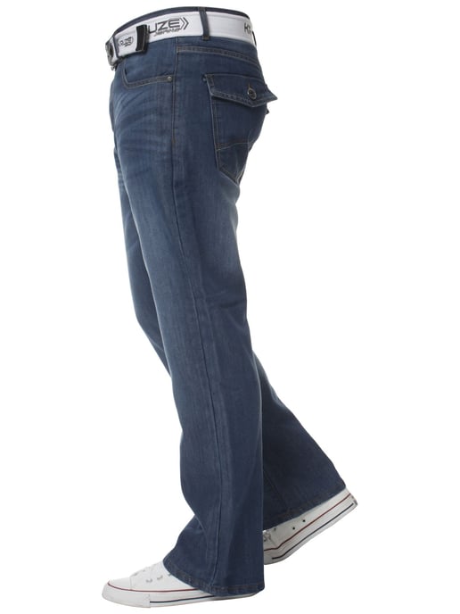 Kruze Herren Bootcut Denim Jeans - Image 3