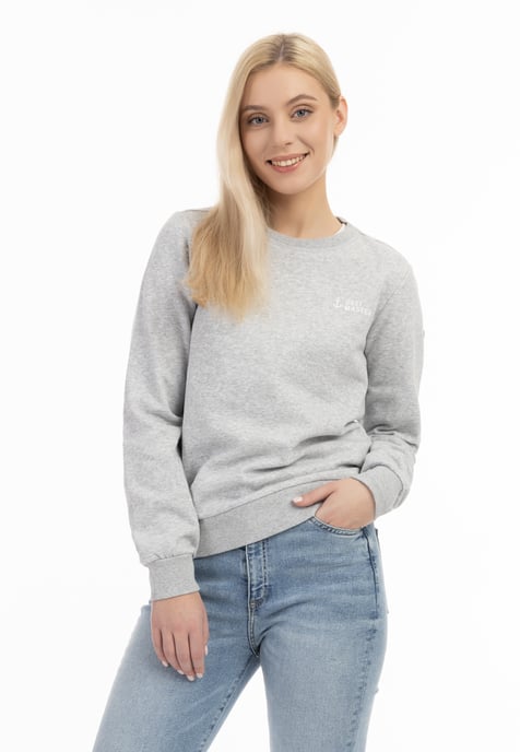 Dreimaster Sweatshirt Damen Hellgrau Melange - Image 3