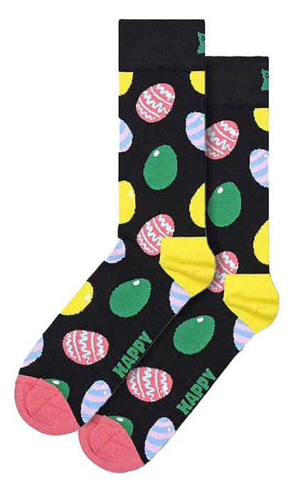 Happy Socks - Eier-Socken | Lustige Eiersocken mit Print | Geschenk-Socken - Schwarz - Image 1